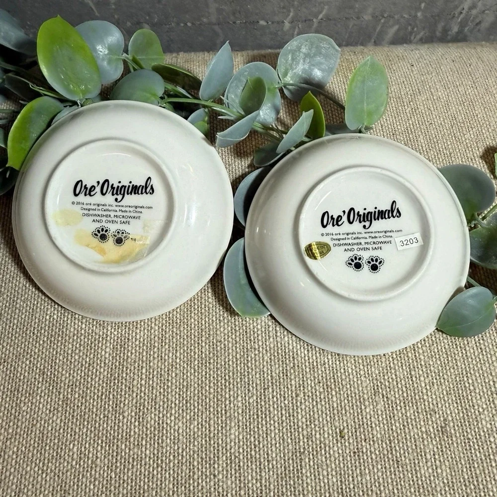 Ore' Originals Happy Cats Cat Set of 2 Dipping Prep Bowls Mini Ceramic Dish 3.7